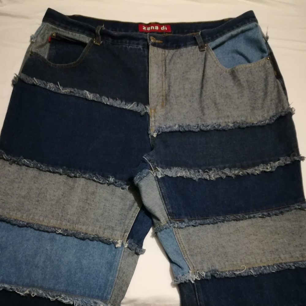 Frayed Patchwork Flare Jeans